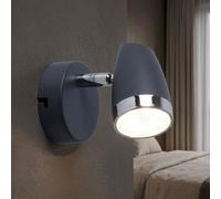 Spot mural mobile LED lampe de chambre applique anthracite lampe de salon lampe de lecture, 4W 280lm blanc chaud, LxH 8 x 13,5 cm