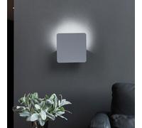 Spot applique murale applique de couloir lampe de salle de bain, couloir escalier, carré gris, LED 5W 490Lm blanc chaud, HxLxP 14x14x6,8cm