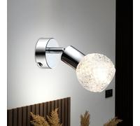 Applique murale Applique murale Spot Spot Spot mural Lampe de couloir, spot mobile, verre chromé blanc, 1x douille E14, HxLxA 15,5x8x17cm