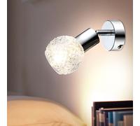 Applique murale spot lampe spot spot mural spot lampe de couloir, spot mobile, verre chromé blanc, 1x douille E14, HxLxA 15,5x8x17cm