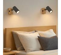 Applique Murale Lampe Spot Réglable Lampe De Chambre Effet Bois Ensemble De 2