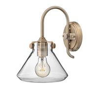 Applique Murale Lampe Verre Acier Brossé Caramel H 33 CM 1 Flammes Style Vintage