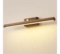Applique murale LED 12W en bois, applique murale intérieure rotative à intensité variable, lumière de miroir industrielle vintage 3000K/4500K/6000K, lampe en bois, lumières de miroir modernes,