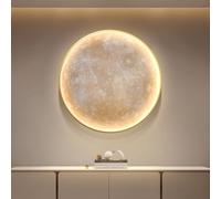 Applique murale LED 3D en forme de lune, tableau lumineux circulaire pour la décoration intérieure, avec télécommande et cadre en aluminium (alimentation USB)(Style 2,60 * 60CM)