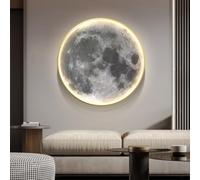 Applique murale LED 3D en forme de lune, tableau lumineux circulaire pour la décoration intérieure, avec télécommande et cadre en aluminium (alimentation USB)(Style 1,80 * 80CM)