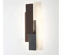 Applique murale LED à intensité variable, appliques murales en bande métallique, longue applique murale en bois de noyer, appliques linéaires noires, appliques murales minimalistes modernes pour