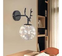 Applique Murale LED Antler - 1 Ampoule avec Globe en Verre Cognac, Lampe étoile Moderne pour Chambre, Salon, Couloir, éclairage Blanc Chaud 3000 K