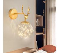 Applique Murale LED Antler - 1 Ampoule avec Globe en Verre Cognac, Lampe étoile Moderne pour Chambre, Salon, Couloir, éclairage Blanc Chaud 3000 K