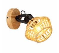 Applique murale LED Applique de salon corde de chanvre aspect bois réglable, métal noir,7W 806lm blanc chaud, lxh 16x22 cm