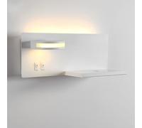 Applique Murale LED avec Chargeur Sans Fil et USB Lampe Murale De Recharge Sans Fil Chambre à Coucher Lampe Murale D'éTude De Lampe De Lecture Tournante Avec Commutateur 30 x 12 x 12 cm Blanc (Gauche)