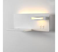 Applique Murale LED avec Chargeur Sans Fil et USB Lampe Murale De Recharge Sans Fil Chambre à Coucher Lampe Murale D'éTude De Lampe De Lecture Tournante Avec Commutateur 30 x 12 x 12 cm Blanc (Droite)