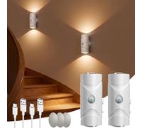 Applique Murale LED avec Détecteur de Mouvement, 3 Températures Couleur,Lampes Murales Rechargeable USB-C, sans fil magnétique, éclairage haut/bas, 2 modes continu &capteur, pour escalier, couloir,2
