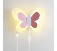 Applique murale LED avec interrupteur, câble et prise, lampe de chevet, veilleuse papillon tricolore à intensité variable-HLD