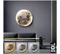 Applique Murale LED avec Ports USB, lumière de Lune à intensité Variable, veilleuse de Chevet Noire, Lampe de Lune Murale pour Adultes, Salon, Chambre à Coucher, Couloir, Couloir, 30 cm, 18 W