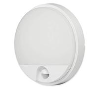Applique murale LED blanche ronde 15W avec détecteur de mouvement et capteur crépusculaire IP54 - Lampe extérieure en plastique - Spot extérieur lampe de jardin