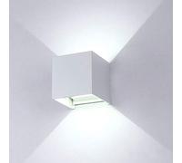 Applique murale LED carrée simple en aluminium avec cadre noir intérieur extérieur 7W 3000K-6000K lumière chaude douce avec applique murale à 2 têtes, angle réglable, IP65, pour salon, jardin, patio,