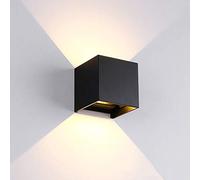 Applique murale LED carrée simple en aluminium avec cadre noir intérieur extérieur 7W 3000K-6000K lumière chaude douce avec applique murale à 2 têtes, angle réglable, IP65, pour salon, jardin, patio,