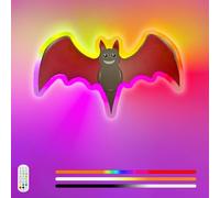 Applique murale LED chauve-souris RVB avec télécommande, veilleuse à intensité variable, 3 températures de couleur + applique murale RVB, lumière déco Halloween chauve-souris, éclairage mural