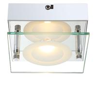 Applique murale LED chromée, éclairage de chambre, éclairage de couloir, verre satiné transparent, 5 W, 360 lm, 3 000 K, L x l x H 12,5 x 12,5 x 6,5 cm