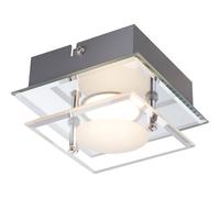 Applique murale LED chromée Éclairage du salon avec abat-jour en verre, DIMMBAR satiné, 4 niveaux de fonction, LxLxH 120x120x6,5, salle de bains