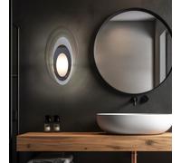 Applique murale LED applique murale ovale lampe de couloir lampe de salon, verre aluminium argent, 5W 390lm 3000K, LxHxP 16x28x5,5 cm