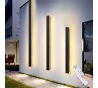 Applique Murale LED D'extérieur à Intensité Variable avec Télécommande, Noire, Longue Bande, en Aluminium, étanche Ip65, pour Jardin, Couloir, Terrasse, éclairage Nocturne, 80cm 46w