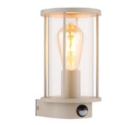 Applique murale LED d'extérieur avec détecteur de mouvement, couleur sable, verre transparent, H 25,2 cm