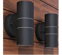 vidaXL Applique murale LED d'extérieur 2 pcs Inox haut/bas Noir