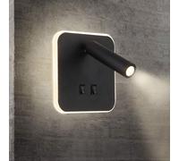 applique murale LED d'intérieur 10W Spot mural à LED avec interrupteur pour chambre à coucher table de nuit salon bureau, noir, couleur de lumière : blanc chaud