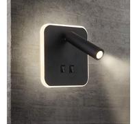 applique murale LED d'intérieur 10W Spot mural à LED avec interrupteur pour chambre à coucher table de nuit salon bureau, noir, couleur de lumière : blanc neutre