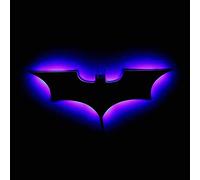 Applique murale LED d'intérieur avec télécommande USB Batman Miroir RGB Lampe murale pour armoire, couloir, salon, chambre à coucher, décoration de chauve-souris argentée, grande veilleuse