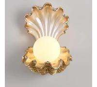 Applique Murale LED d'intérieur Design Coquillage, Abat-Jour Rond en Verre, Lampe Murale décorative en résine 3D pour Chambre d'enfant, éclairage de Chevet Moderne et incurvé, éclairage Mural pou