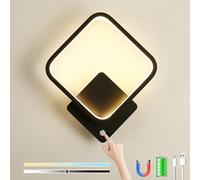 Applique murale LED d'intérieur Lampe murale tactile à intensité variable Lampe de chevet avec interrupteur sans prise d'alimentation Rechargeable par USB Magnétique Pour chambre à coucher salon