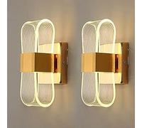 Applique Murale LED D'intérieur, Lot De 2 Appliques Murales Modernes, 12 W À Intensité Variable Tricolore Applique Murale en Acrylique pour Salon Chambre Couloir Escalier Décor,B,Or,Concord12