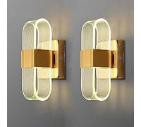 Applique Murale LED D'intérieur, Lot De 2 Appliques Murales Modernes, 12 W À Intensité Variable Tricolore Applique Murale en Acrylique pour Salon Chambre Couloir Escalier Décor,Un,Or,Concord12