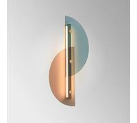 Applique Murale LED d'intérieur Moderne en métal, Abat-Jour Semi-Circulaire en Verre, Lampe de Chevet, Design Jaune et Bleu, 3 000 K, pour Chambre à Coucher, Salon, Table de Chevet