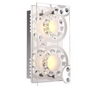 Applique murale LED en cristal, applique murale moderne en verre satiné, 2x 4W 2x 320 lm blanc chaud, Lxl 24x12 cm