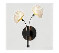 Applique murale LED en forme de feuille de Ginkgo, applique murale moderne en métal avec abat-jour en acrylique, 3 couleurs à intensité variable, lampe murale décorative d'intérieur for chambre(Black)