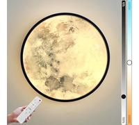 Applique murale LED en forme de lune d'intérieur à intensité variable avec télécommande 48 W, lampe de chevet ronde, design moderne, veilleuse de fond, éclairage mural pour chambre à coucher,