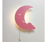 Applique Murale LED en Forme de Lune pour Enfants, avec Interrupteur à Tirette, sans Fil, pour Chambre d'enfant, Lampe décorative pour Chambre d'enfant, pour Filles et garçons