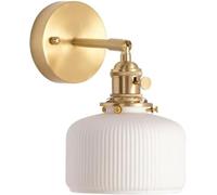 Applique Murale LED en Laiton Brossé, Luminaire Réglable, Couvercle en Céramique Blanche, Applique Murale D'étude, Luminaire De Chevet D'intérieur pour Salon Et Cham, 1 Pack
