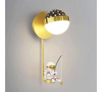 Applique murale LED en métal style Mid-Century, idéale pour la chambre à coucher, avec lampe astronaute, lampe nordique moderne pour enfants, fixation murale noire et blanche, réglable, lampe de chev