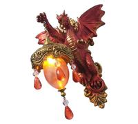 Applique murale LED en résine sur le thème du dragon médiéval avec échelle et aile réalistes pour les amateurs de mythes, décoration de la maison, de vacances, décors fantastiques médiévaux