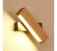 Applique Murale LED européenne en Bois, 3 Modes de température de Couleur | 3000K/4000K/6500K | Rotation à 360° | Lampes de Chevet Modernes compatibles avec la Chambre, la Salle de Bain, la coiff