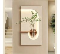 Applique Murale LED Facile à Installer pour Home Decor, Art Mural LED 3D de Luxe avec Végétaux & Vase de Stockage d'Eau, Décoration Murale Minimaliste pour Salon Entrée(C,70*130cm/27.6*51.2in)