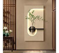 Applique Murale LED Facile à Installer pour Home Decor, Art Mural LED 3D de Luxe avec Végétaux & Vase de Stockage d'Eau, Décoration Murale Minimaliste pour Salon Entrée(B,60*110cm/23.6*43.3in)