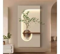 Applique Murale LED Facile à Installer pour Home Decor, Art Mural LED 3D de Luxe avec Végétaux & Vase de Stockage d'Eau, Décoration Murale Minimaliste pour Salon Entrée(D,60*110cm/23.62*43.31in)