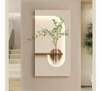 Applique Murale LED Facile à Installer pour Home Decor, Art Mural LED 3D de Luxe avec Végétaux & Vase de Stockage d'Eau, Décoration Murale Minimaliste pour Salon Entrée(A,45*75cm/17.72*29.53in)