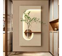 Applique Murale LED Facile à Installer pour Home Decor, Art Mural LED 3D de Luxe avec Végétaux & Vase de Stockage d'Eau, Décoration Murale Minimaliste pour Salon Entrée(D,70*130cm/27.6*51.2in)