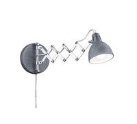 Applique murale LED flexible avec articulation en ciseaux au look industriel en métal avec abat-jour rond en béton - Gris